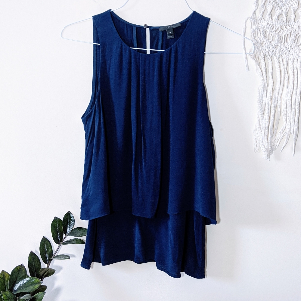 J. Crew Navy Layered Sleeveless Blouse